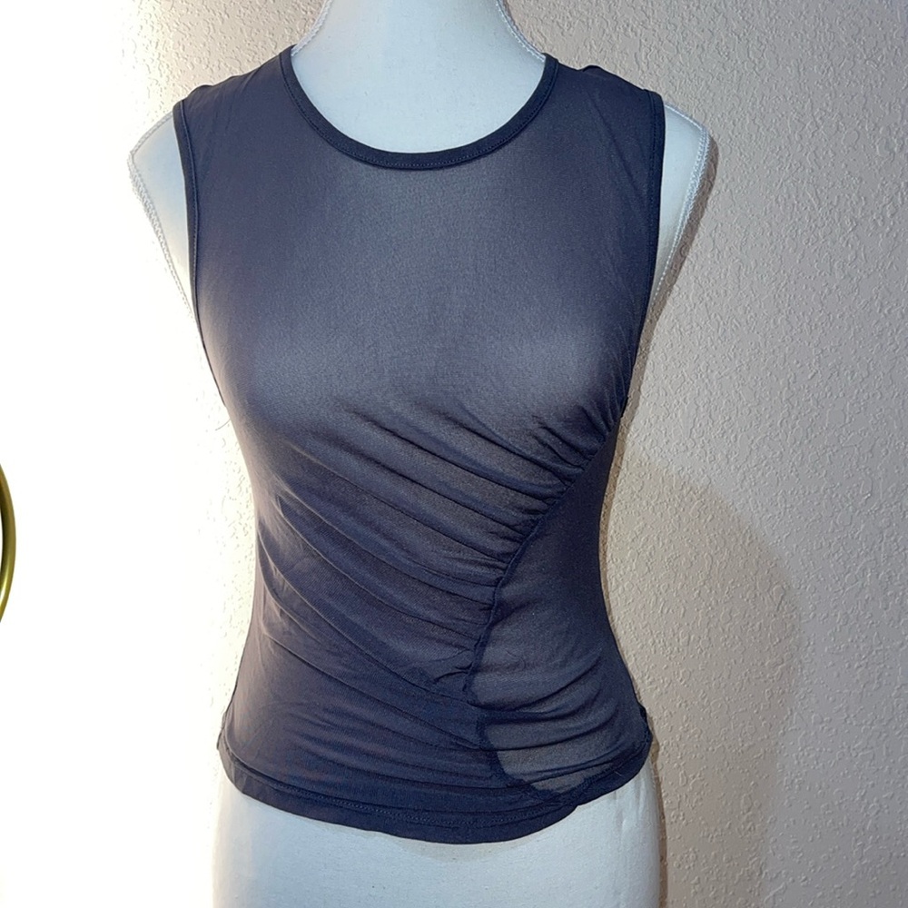 FREE People Sheer Ruched Top with Keyhole Feature SZ S New With Tags Gray